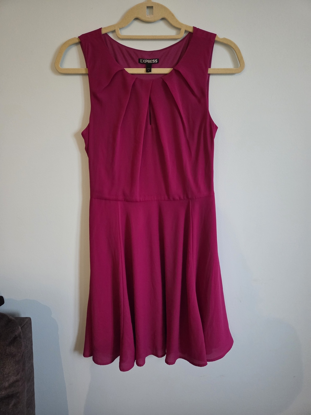 Express Sleeveless Skater Dress in Bright  Fuscia